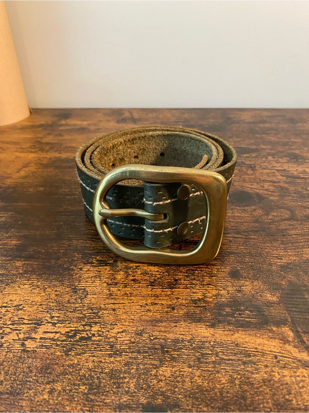 Lucky Brand Classic Black Leather Belt with Brass Buckle Size 34